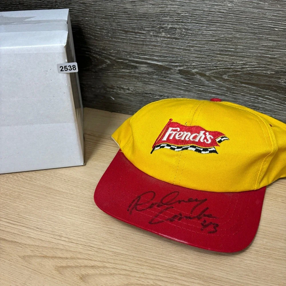 Frenchs Hat Cap Snapback‎ Yellow Red Mustard Racing USA Made 90s